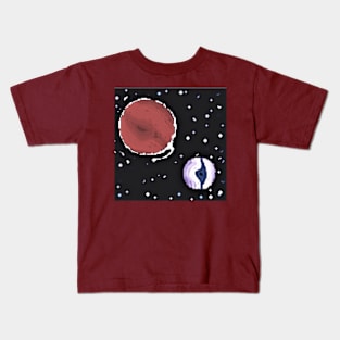 pixel planet in space Kids T-Shirt